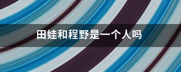 田娃和程野是一个人吗